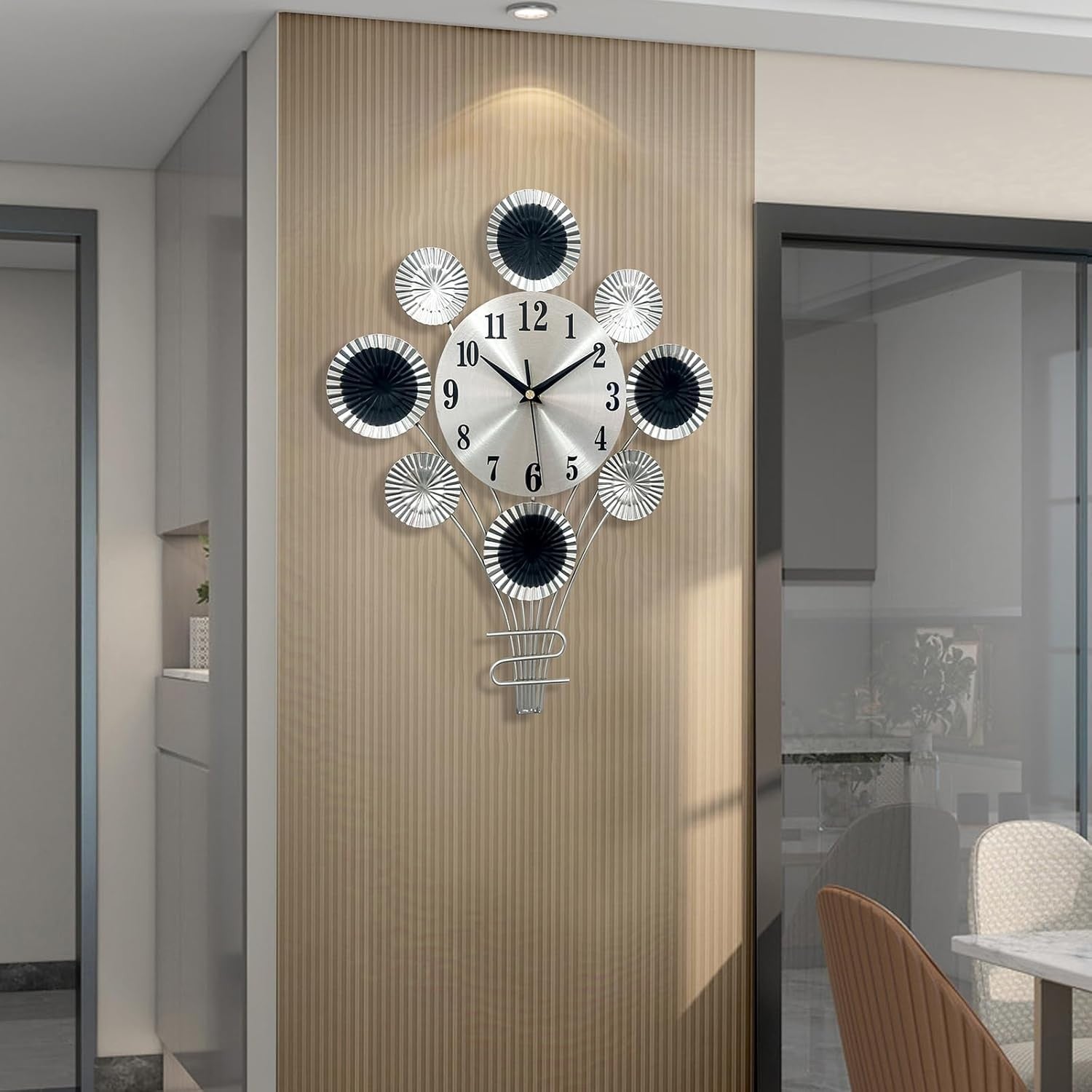 32cm Silver 3D Balloon Wall Clock Modern Silent Non-Ticking Quartz Art Décor