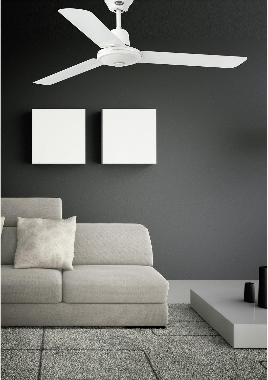 Faro Barcelona 33005 Eco Indus Ceiling Fan, 3-Speed, Wall Control, White