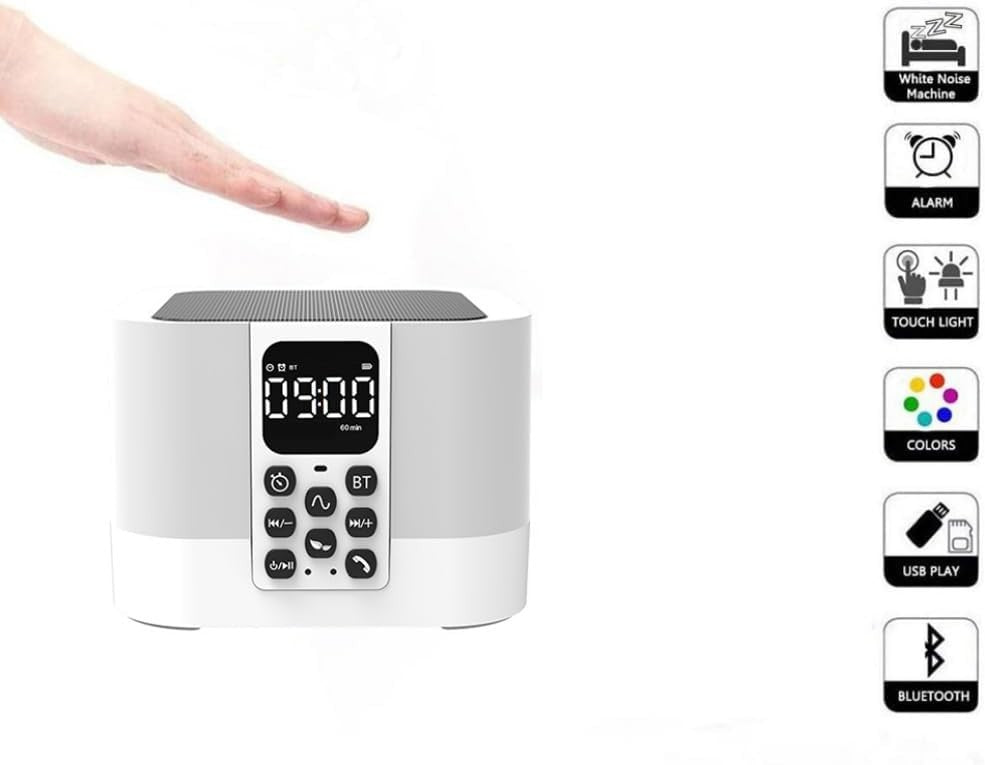 Portable White Noise Sound Machine for Sleep, 30 Sounds & Nightlight