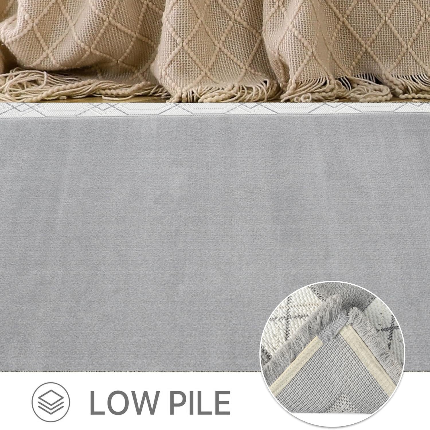 Washable Geometric Area Rug 120x170cm Anti Slip Soft Low Pile Home Decor
