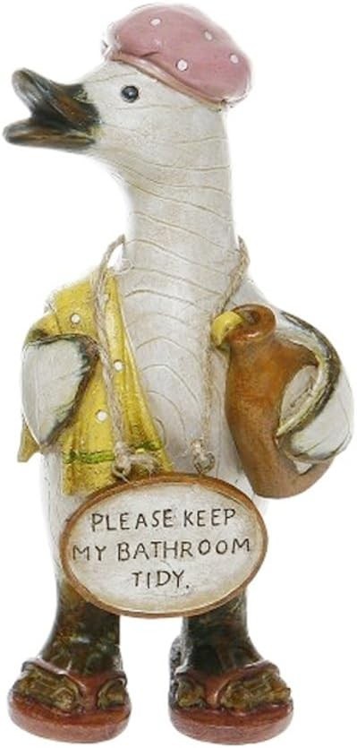 Bathroom Rules Duck Ornaments Set of 3 – Funny Shabby Chic Decor Figurines
