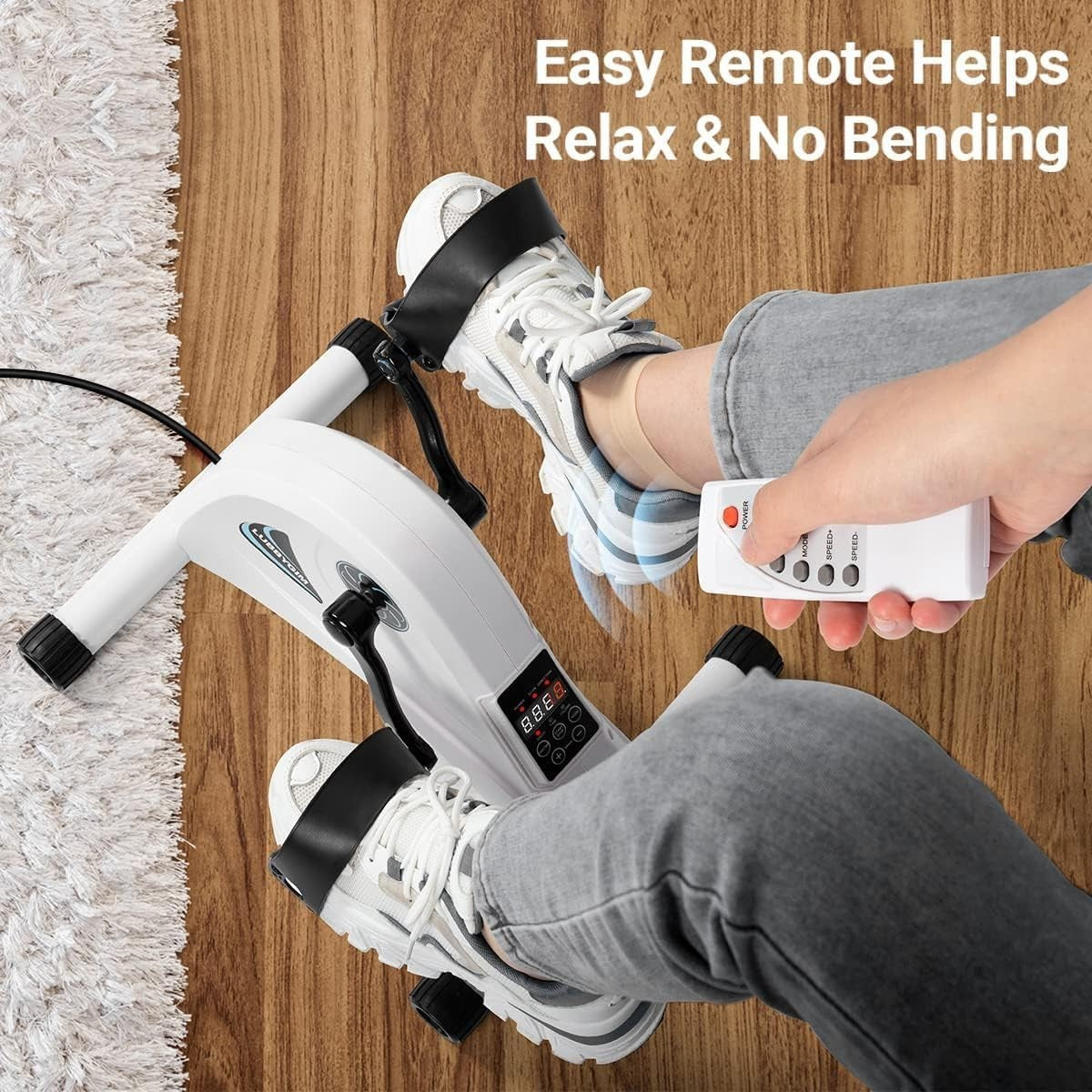 Electric Pedal Exerciser Under Desk Bike Motorized Legs Arms LCD
