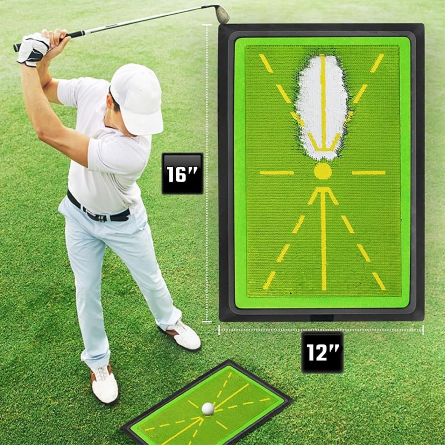 Golf Swing Mat Training Pad with Instant Feedback Anti Slip Base