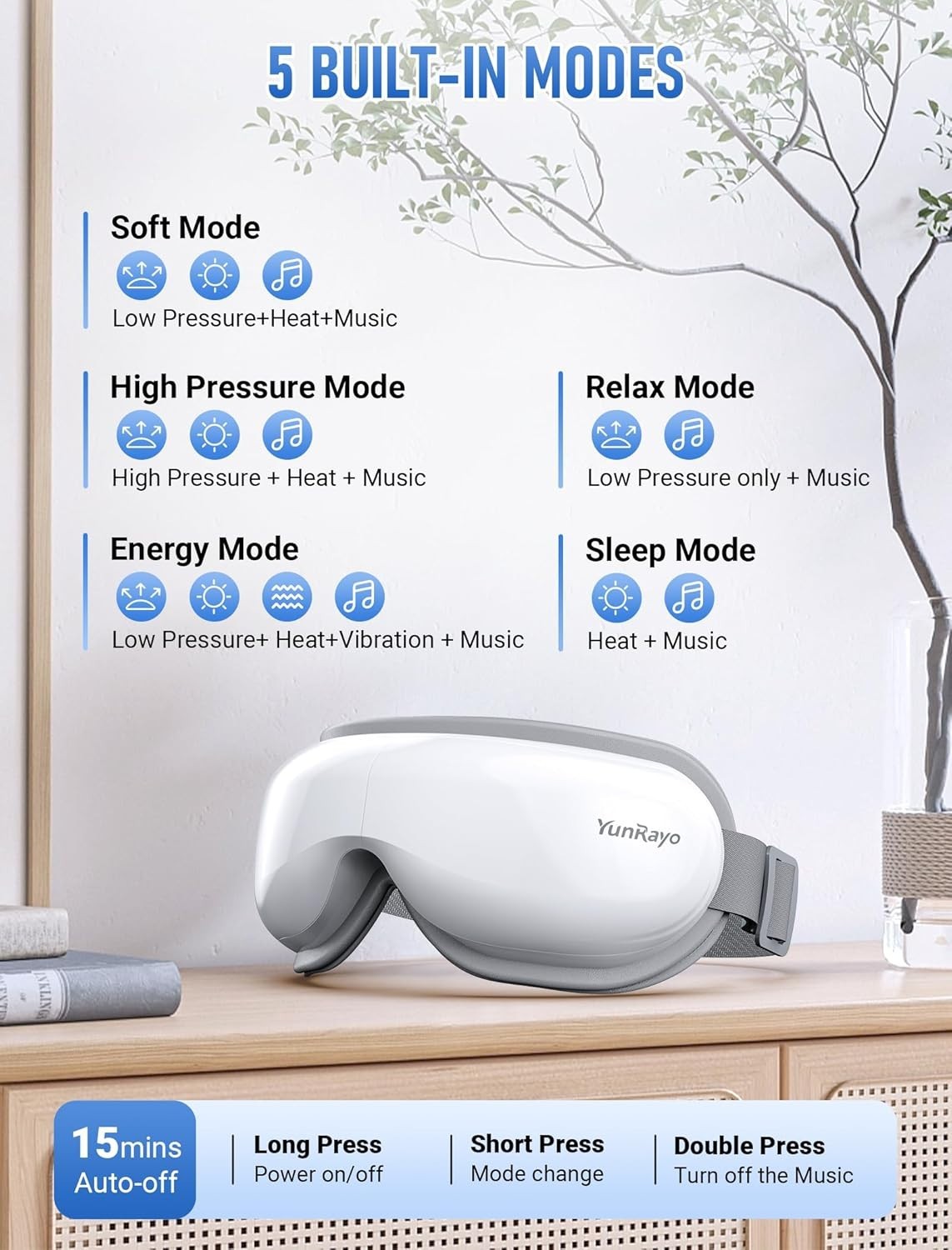 Heated Eye Massager Bluetooth Air Compression Sleep