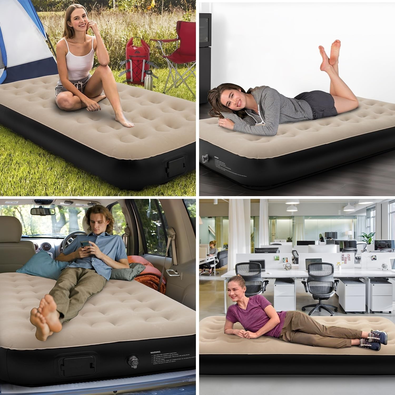 Single Self-Inflating Air Mattress with Built-In Pump – 190x98x25cm