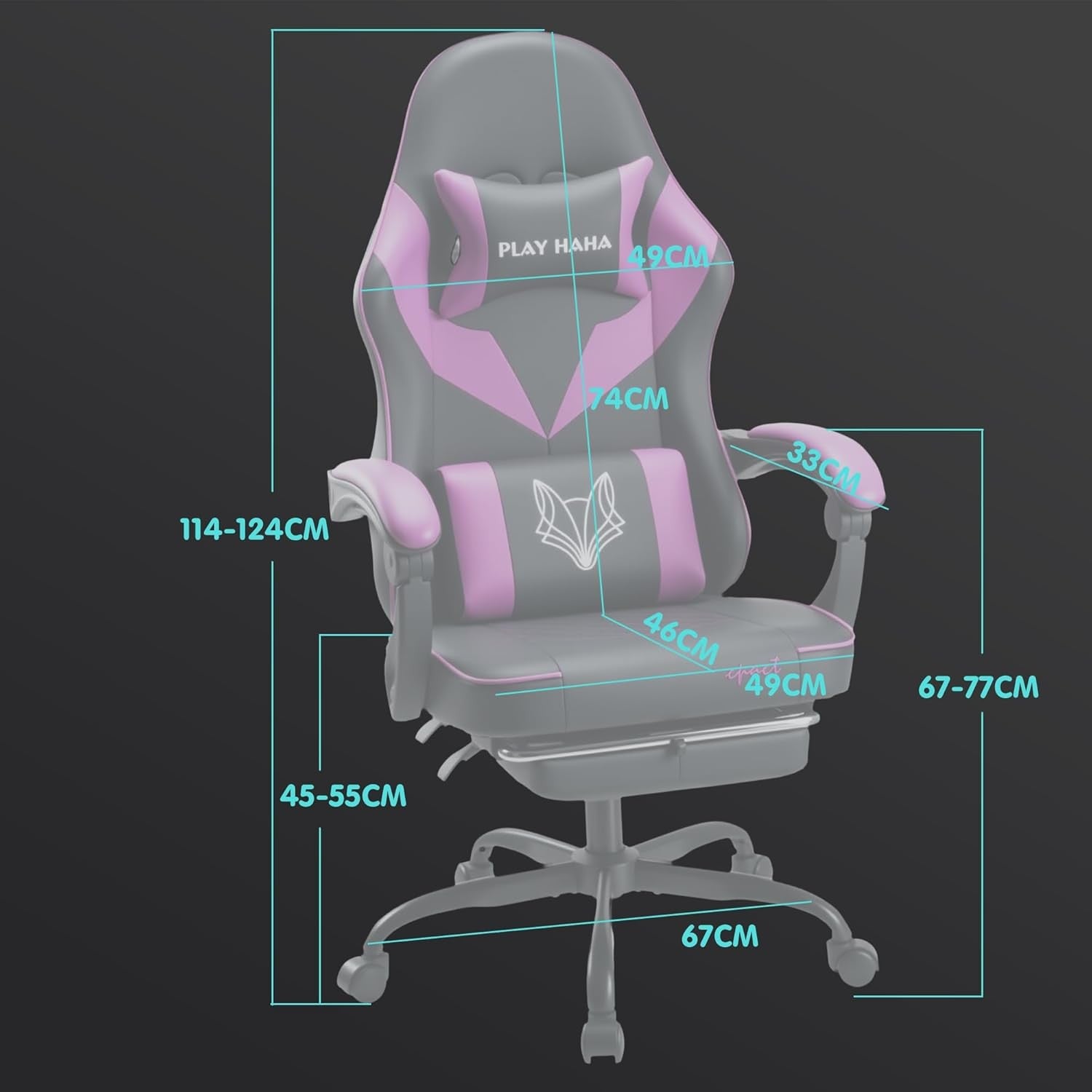 Ergonomic Gaming Chair Reclining PU Leather 150kg Purple