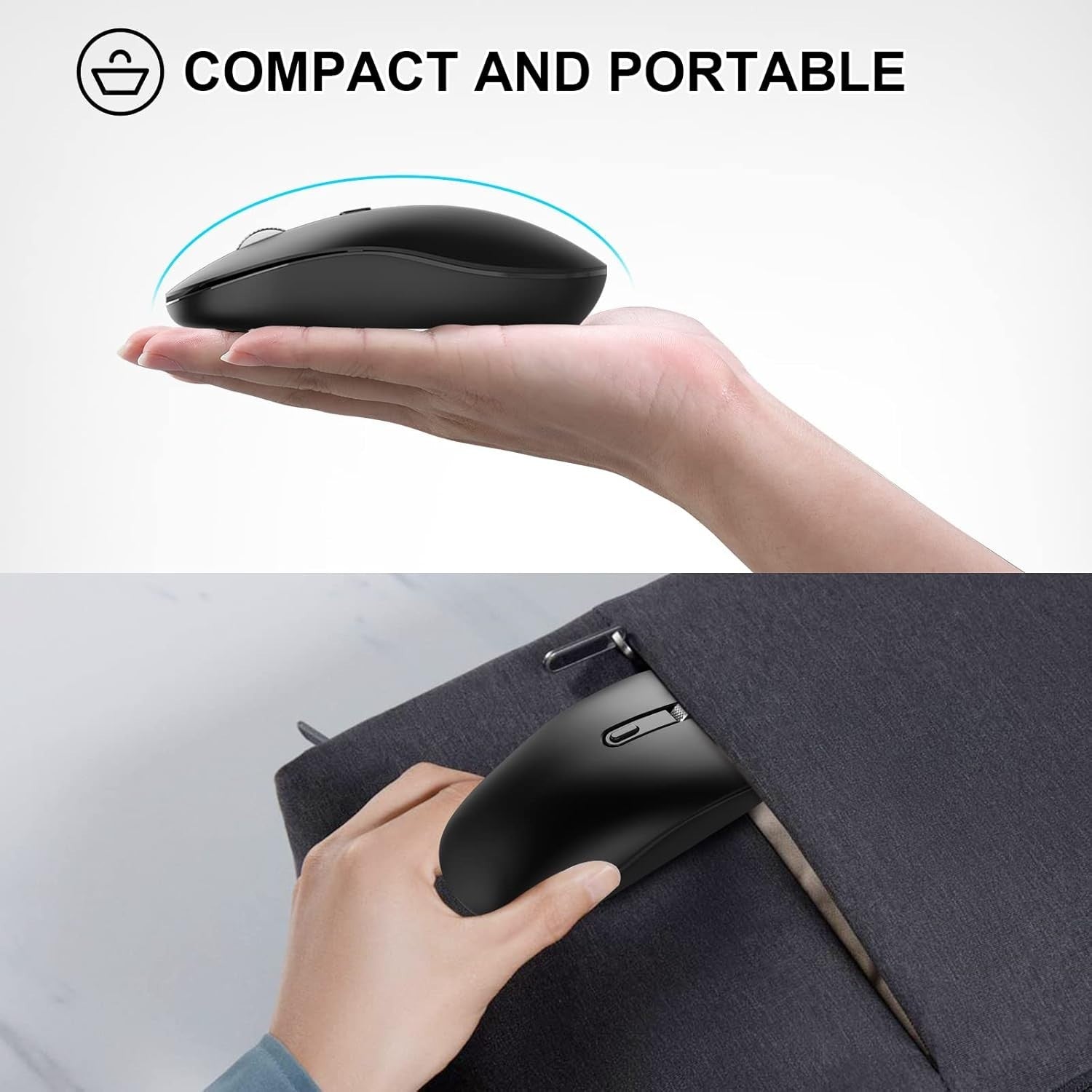 Slim Silent Wireless Mouse USB-C Cordless for Laptop MacBook