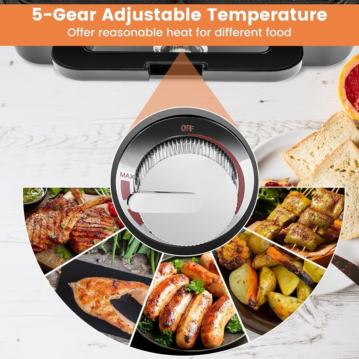 3-in-1 Sandwich Maker 28x15x28cm Non-Stick Plates Waffle Panini Grill