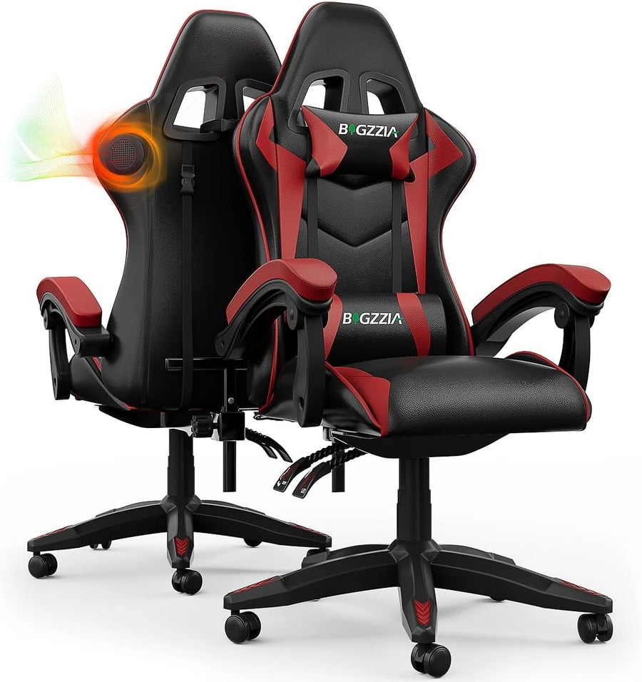 Gaming Chair with Bluetooth Speakers Reclining Ergonomic Red