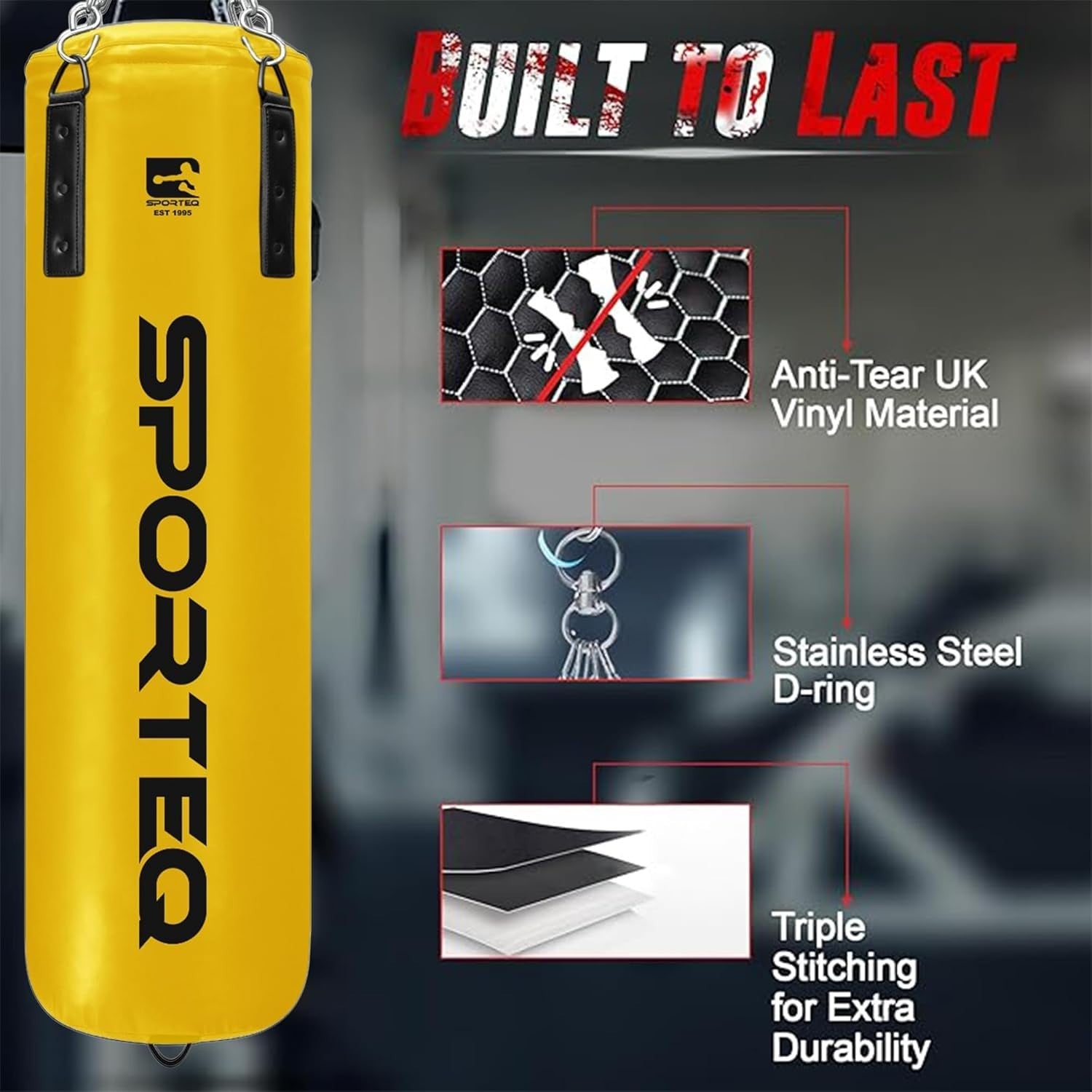 Heavy Filled Punching Bag 4FT Boxing Kickboxing MMA Training Yellow