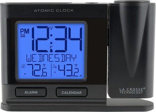 Atomic Projection Alarm Clock with Temperature Large Display Auto Time