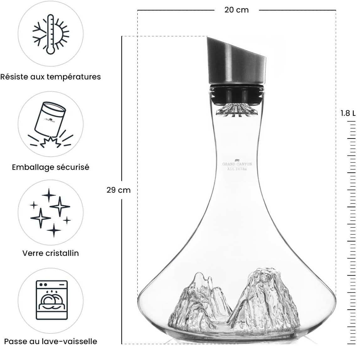 Premium 1.8L Crystal Wine Decanter Hand-Blown Aerator Mountain Base