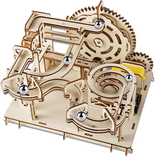 Wooden Marble Run Puzzle Kit – DIY Mechanical Roller Coaster Model Toy