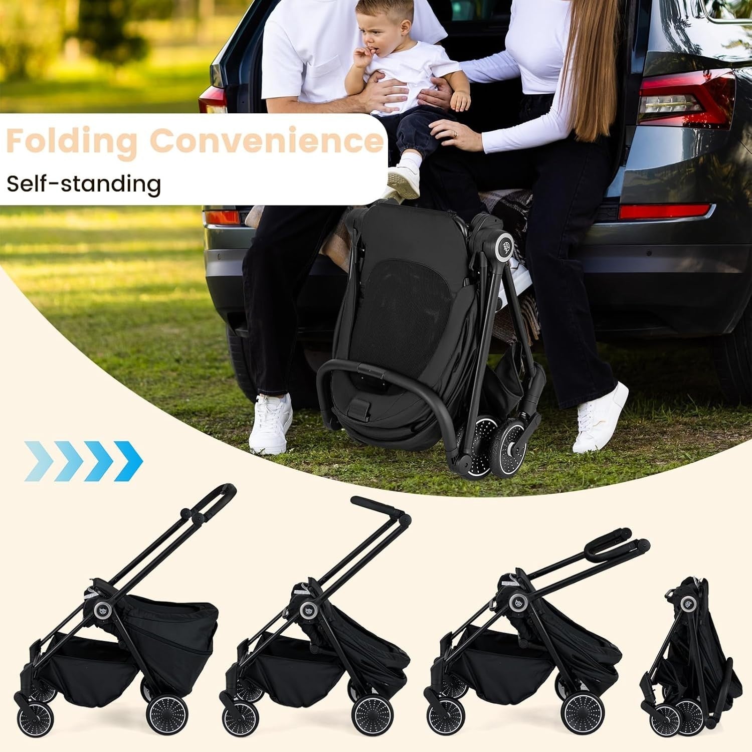 Foldable Baby Pushchair Reversible Seat Recline Adjustable Canopy 0-36M