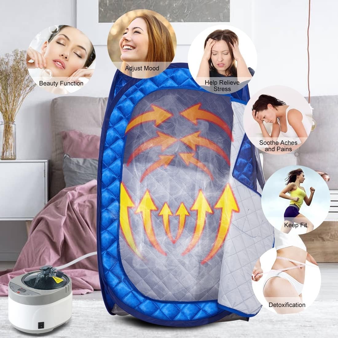 Portable Sauna Tent Foldable One Person Full Body Spa Detox Weight Loss Blue