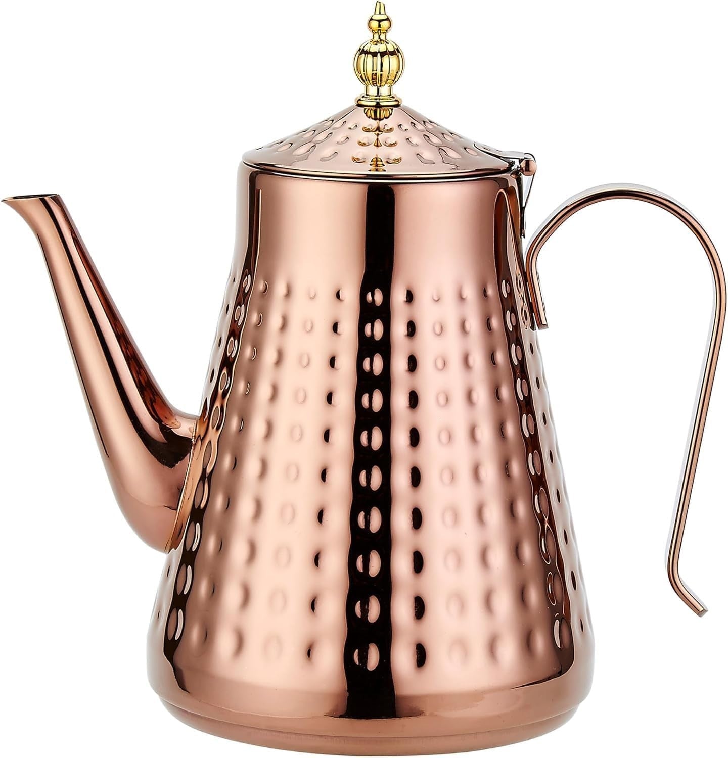 Copper Stainless Steel Teapot 60oz 1.8L w/ Infuser Hammered Finish