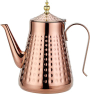 Copper Stainless Steel Teapot 60oz 1.8L w/ Infuser Hammered Finish