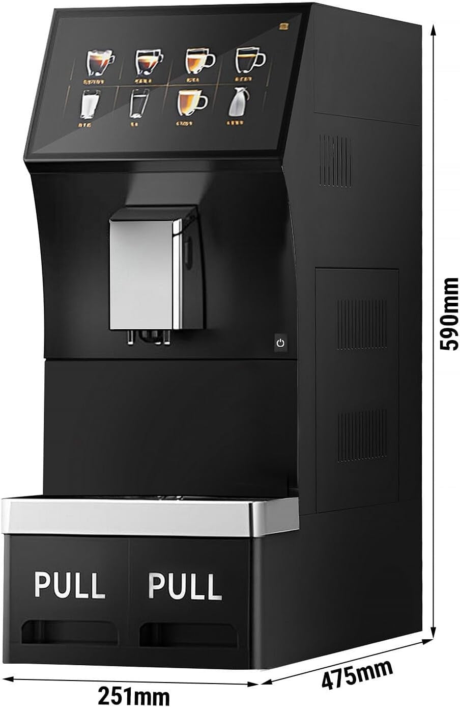 Commercial Automatic Coffee Machine 16 Drinks 1kg Bean Hopper 10" Touchscreen