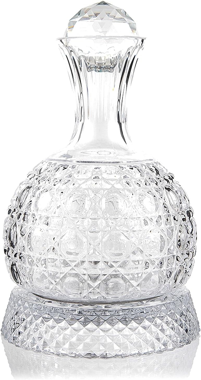 Luxury 1.5L Crystal Wine Decanter 360° Rotating Aerator Relief-Cut Design