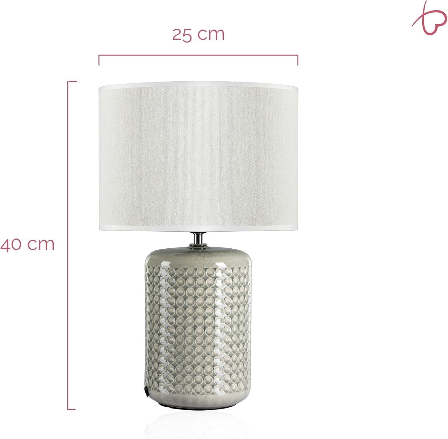 Ceramic Table Lamp Green Beige Fabric Shade Bedside Light E27 40cm