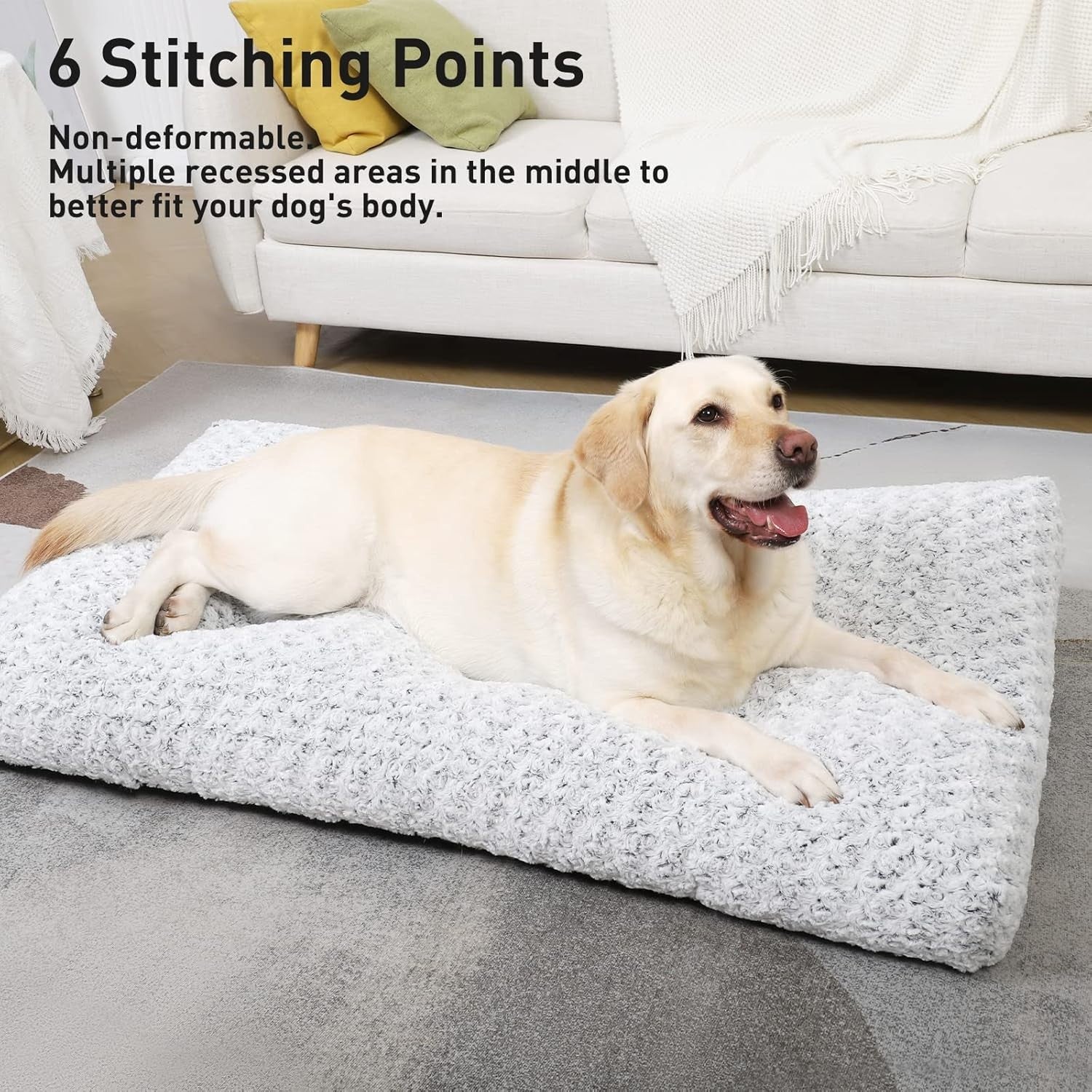 XXL Fluffy Calming Dog Bed Washable Crate Mattress 122x74x10cm