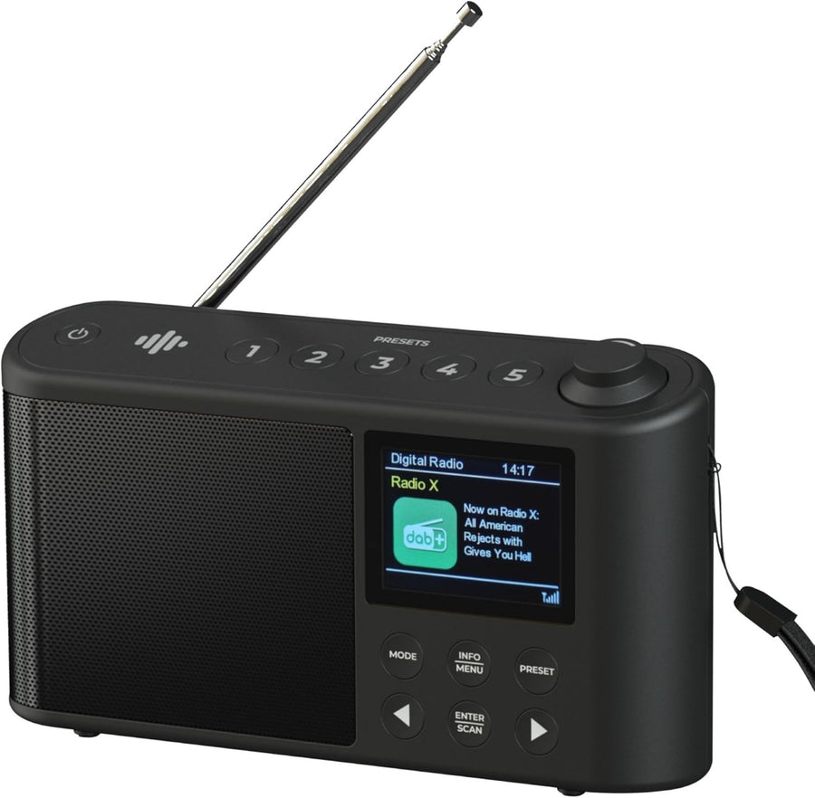Portable DAB+ FM Radio XL LCD Display USB Rechargeable 10H Playback