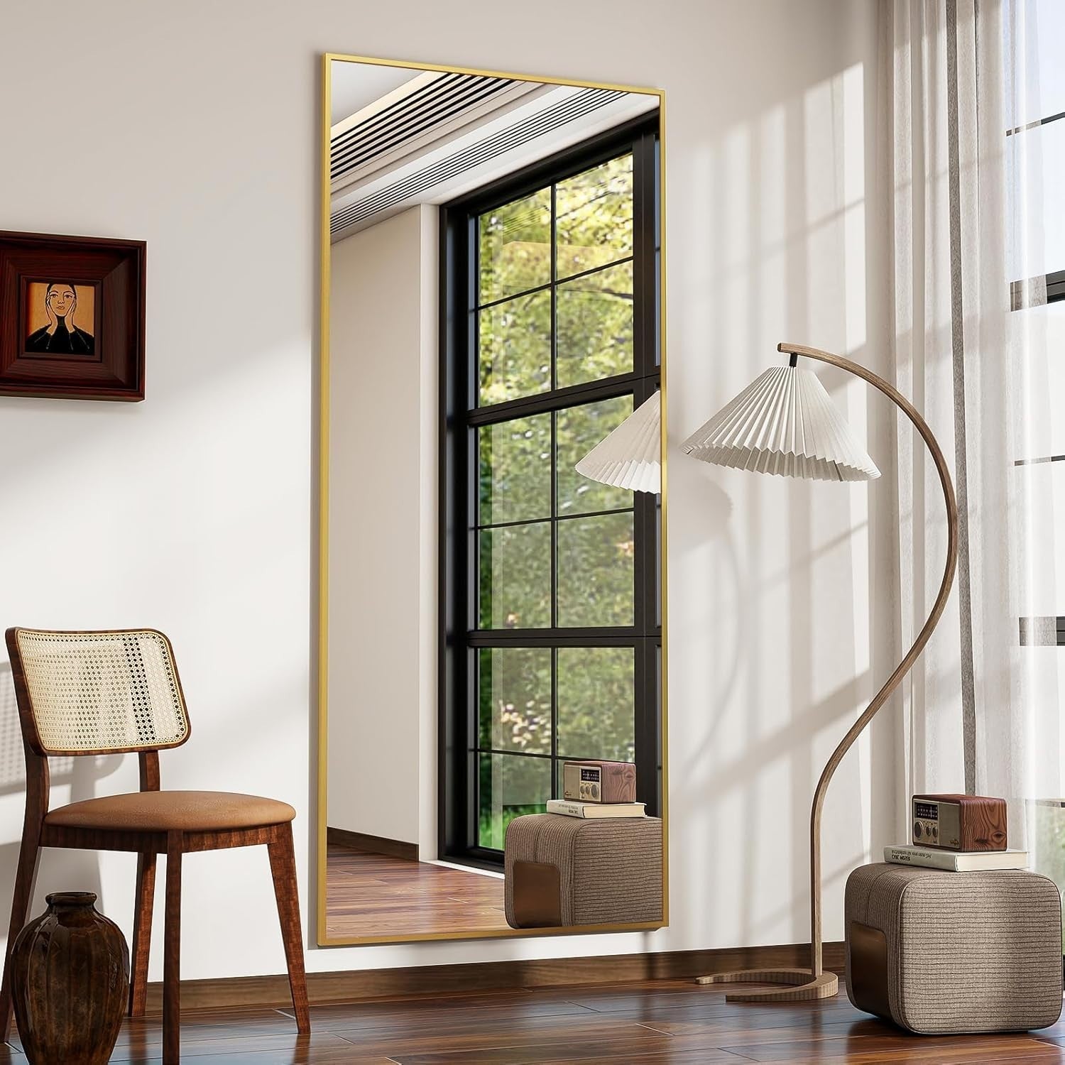Full Length Floor Mirror 60x165cm Standing Leaning Wall Mount Gold Frame