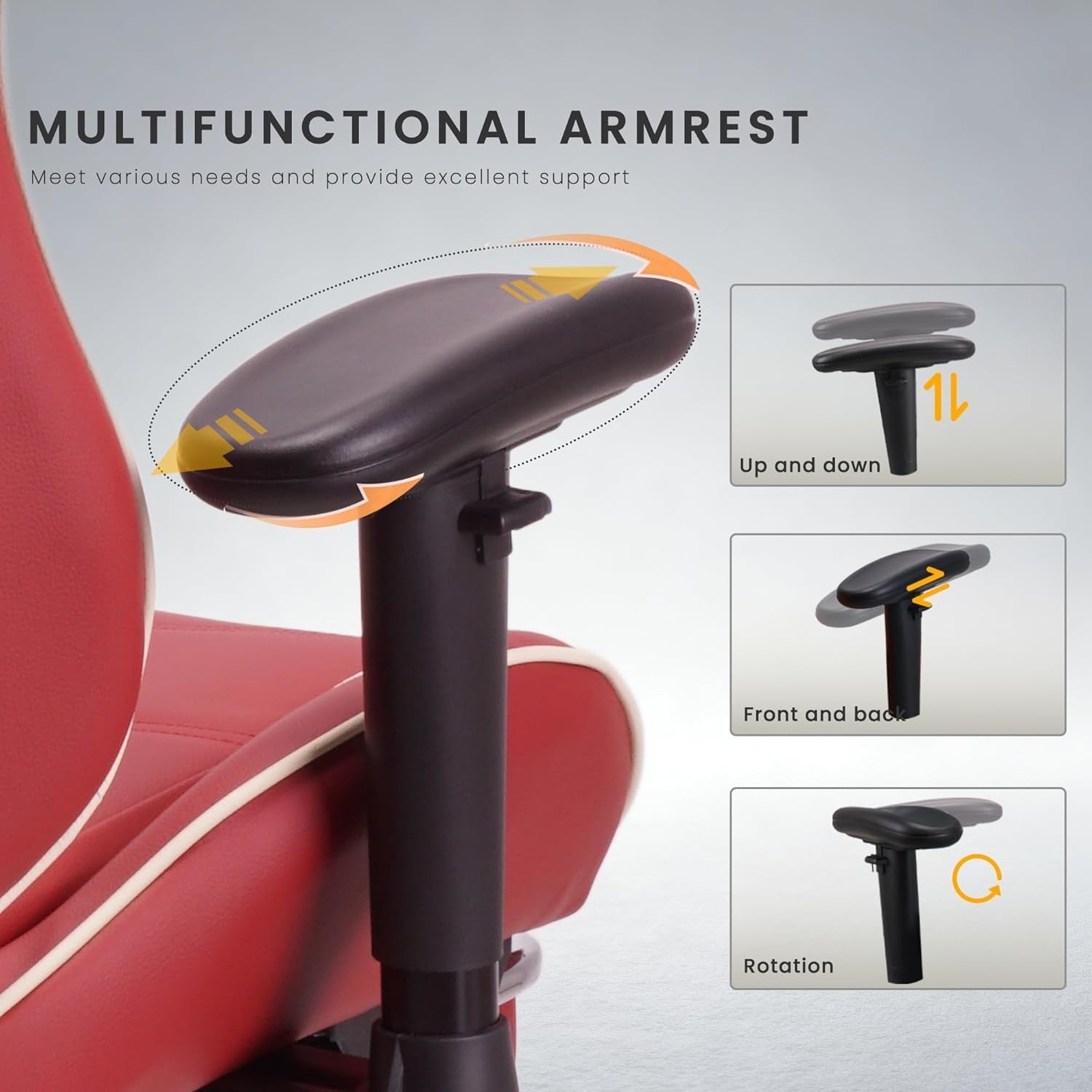 Ergonomic Gaming Chair Recliner w Footrest Lumbar Support Red
