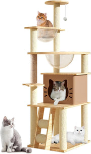 145cm Cat Tree Multi Level Tower Condo Perches Hammock Ladder Indoor Cats