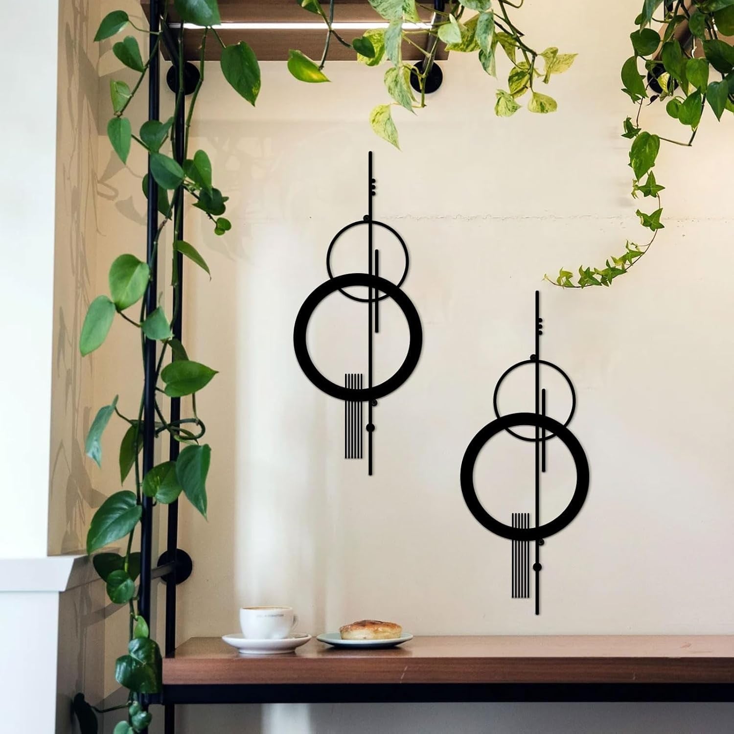 2Pcs Metal Abstract Wall Art – Modern Minimalist Geometric 15.7x6.3in