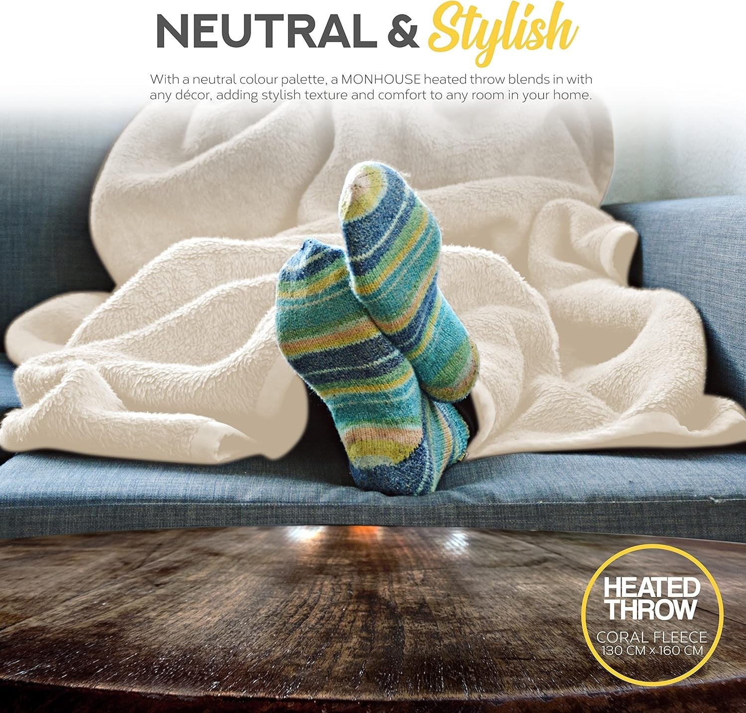 Electric Heated Throw Blanket 130x160cm Fleece 9 Heat Levels Timer Washable