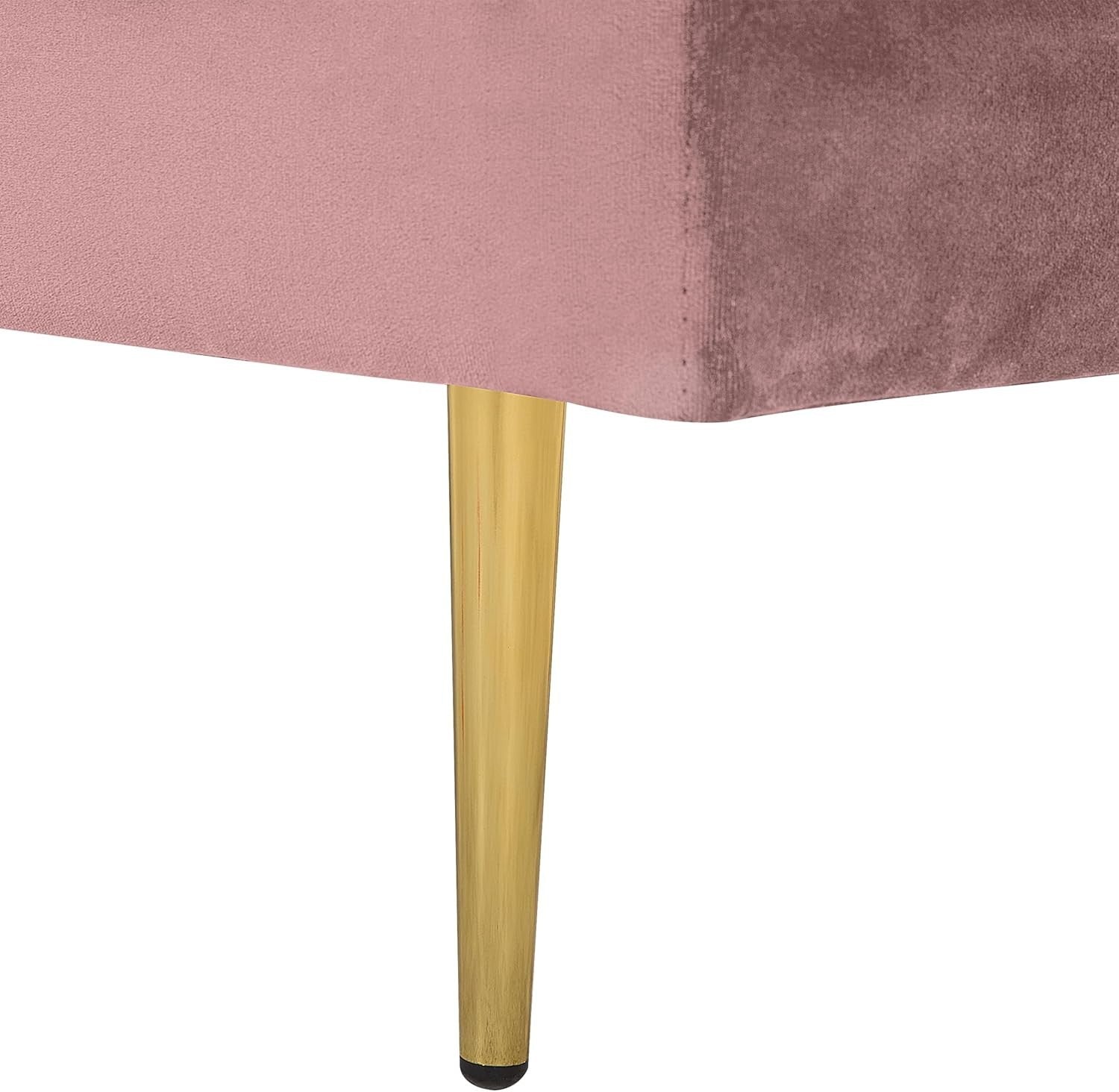 Modern Pink Velvet Chaise Lounge Gold Metal Legs Compact Stylish Seating