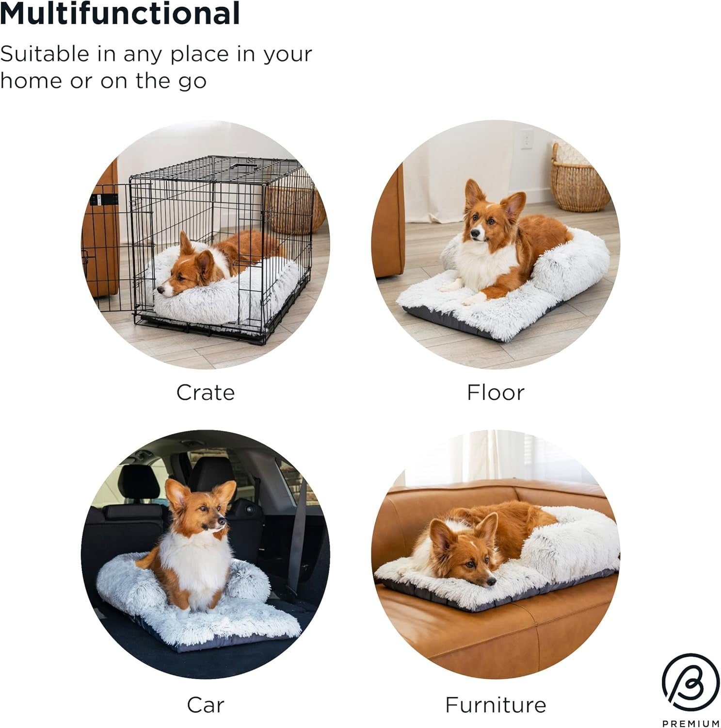 Orthopedic Dog Bed 30" Crate Pad Washable Bolster Waterproof