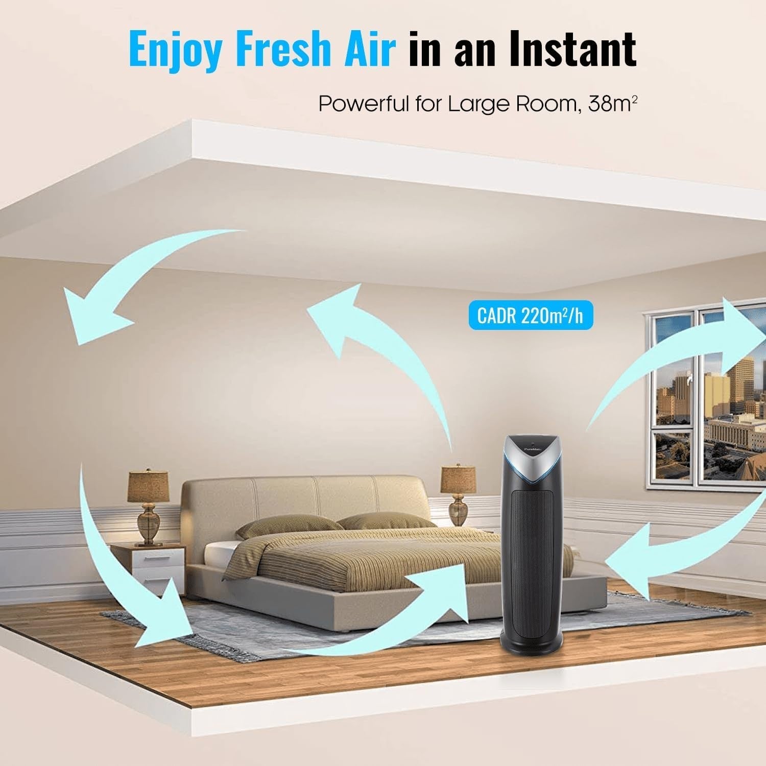 HEPA Air Purifier UV Ioniser Large Room Allergy Pet Smoke Filter