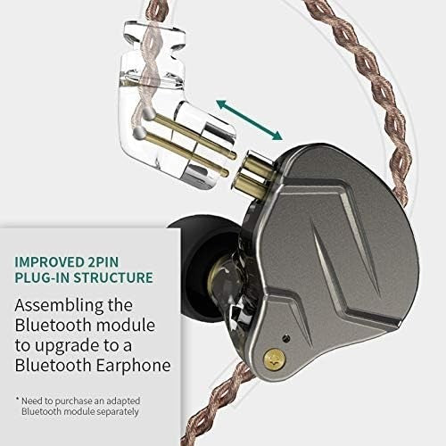 HiFi Dual Driver Metal Earphones Hybrid 1BA+1DD Detachable Cable Black