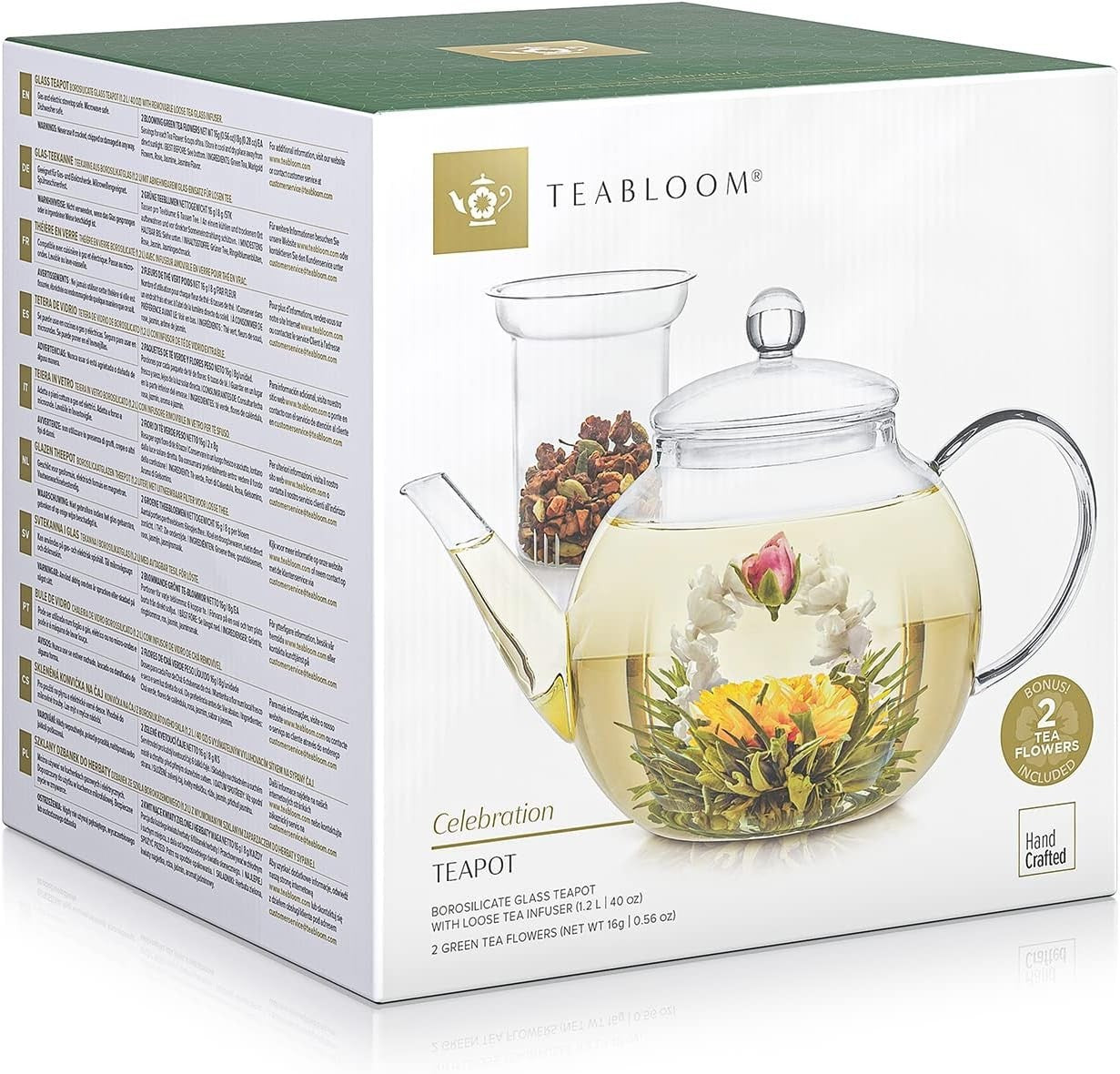 Glass Teapot with Infuser 1.2L Stovetop Microwave Safe Tea Maker Set