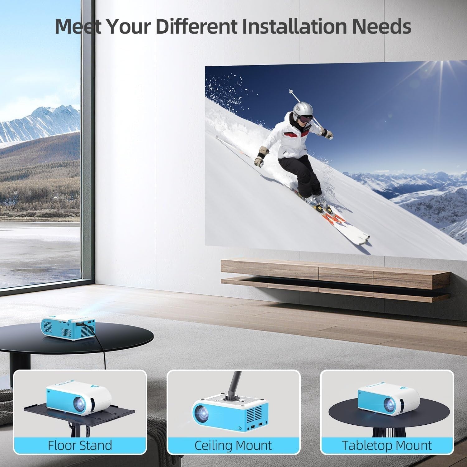 1080P 4K Mini Projector WiFi 6 Bluetooth 5.4 Portable