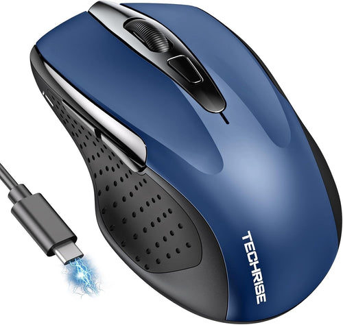 Rechargeable Bluetooth Wireless Mouse Silent 4800 DPI Ergonomic Laptop PC Blue