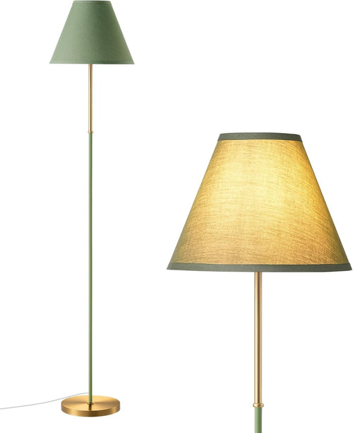 Retro Floor Lamp Tall Standing Light Linen Shade E27 Foot Switch Green