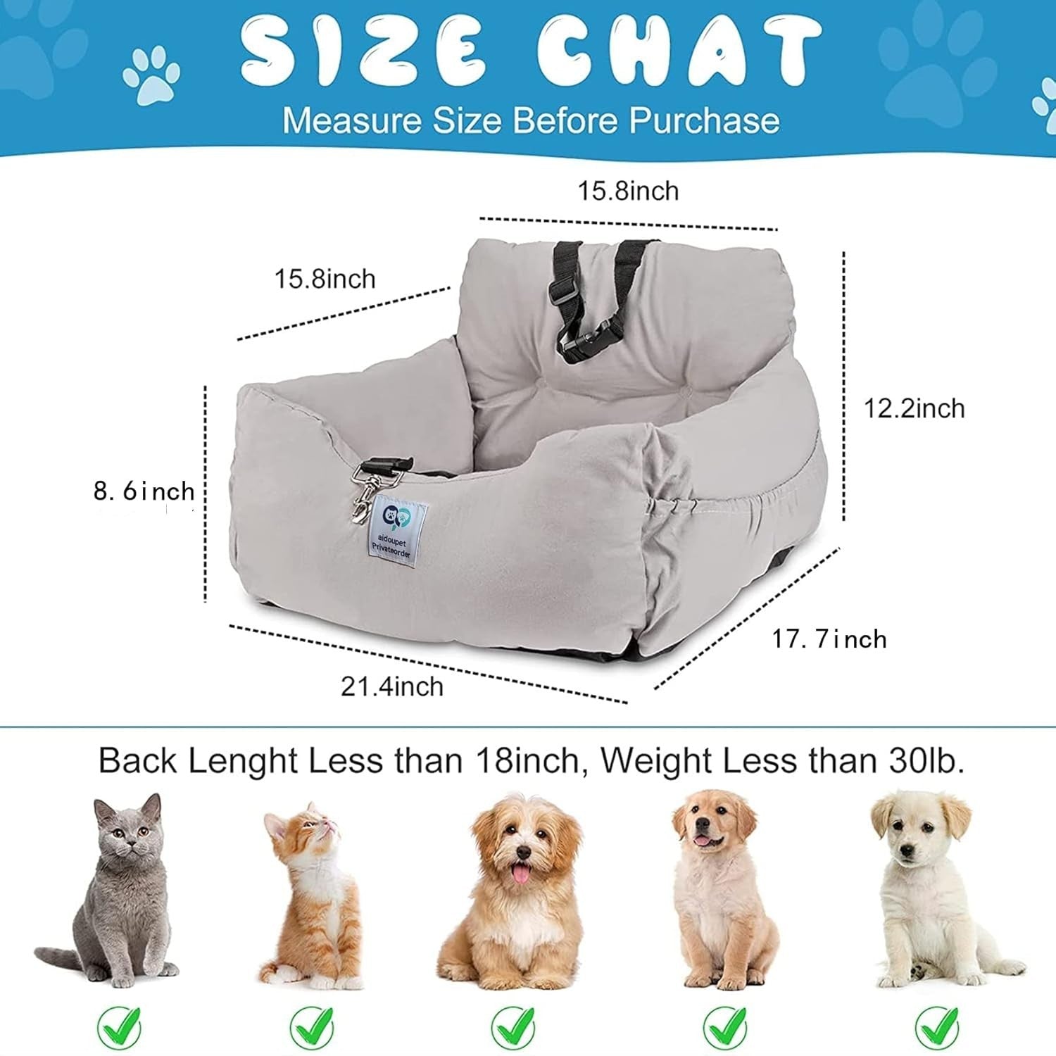 Dog Booster Car Seat Pet Travel Bed Washable Safety Seat Pink Small