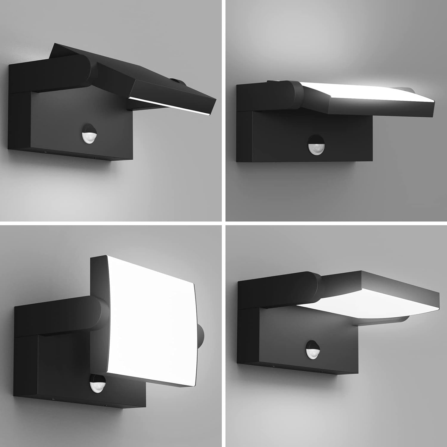 24W Motion Sensor Outdoor LED Wall Light Waterproof with Swivel Panel Cold White