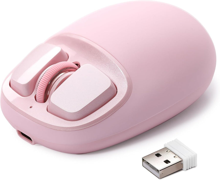 4800 DPI Wireless Mouse Bluetooth 2.4G USB-C Programmable Pink