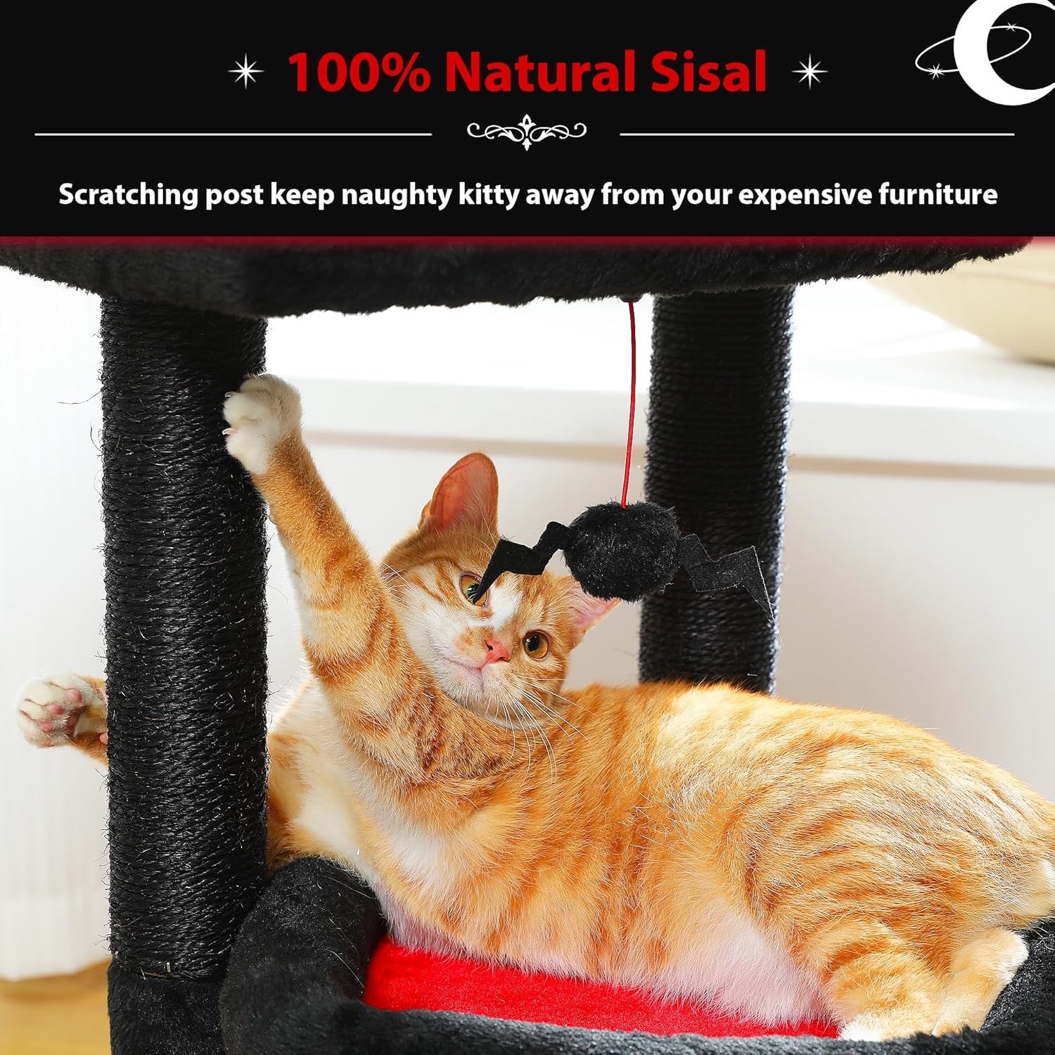 Gothic Small Cat Tree Tower with Condo Perch Sisal Scratching Post