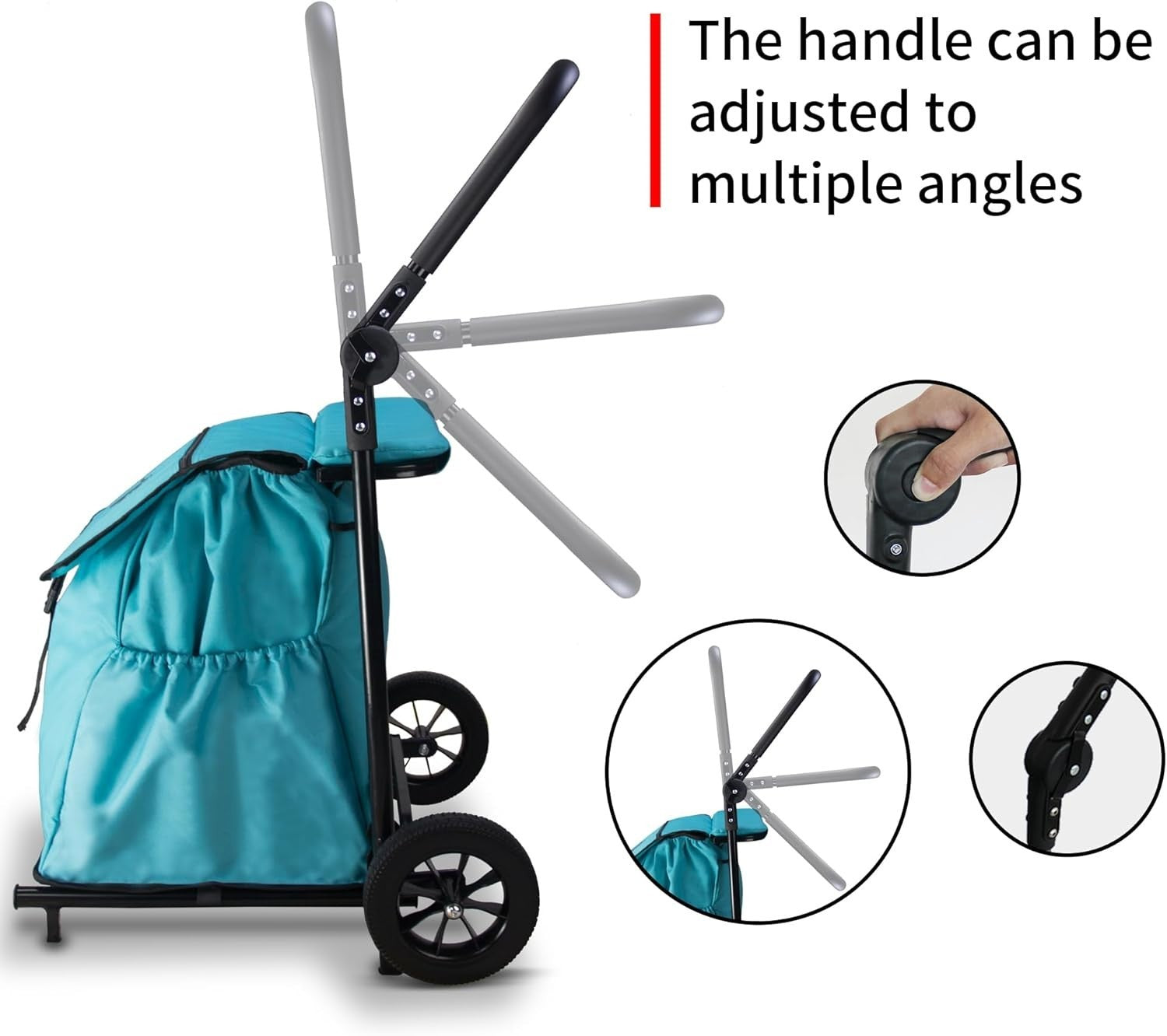 Heavy Duty Foldable Shopping Trolley Cart 110lbs Load 120L Bag Seat