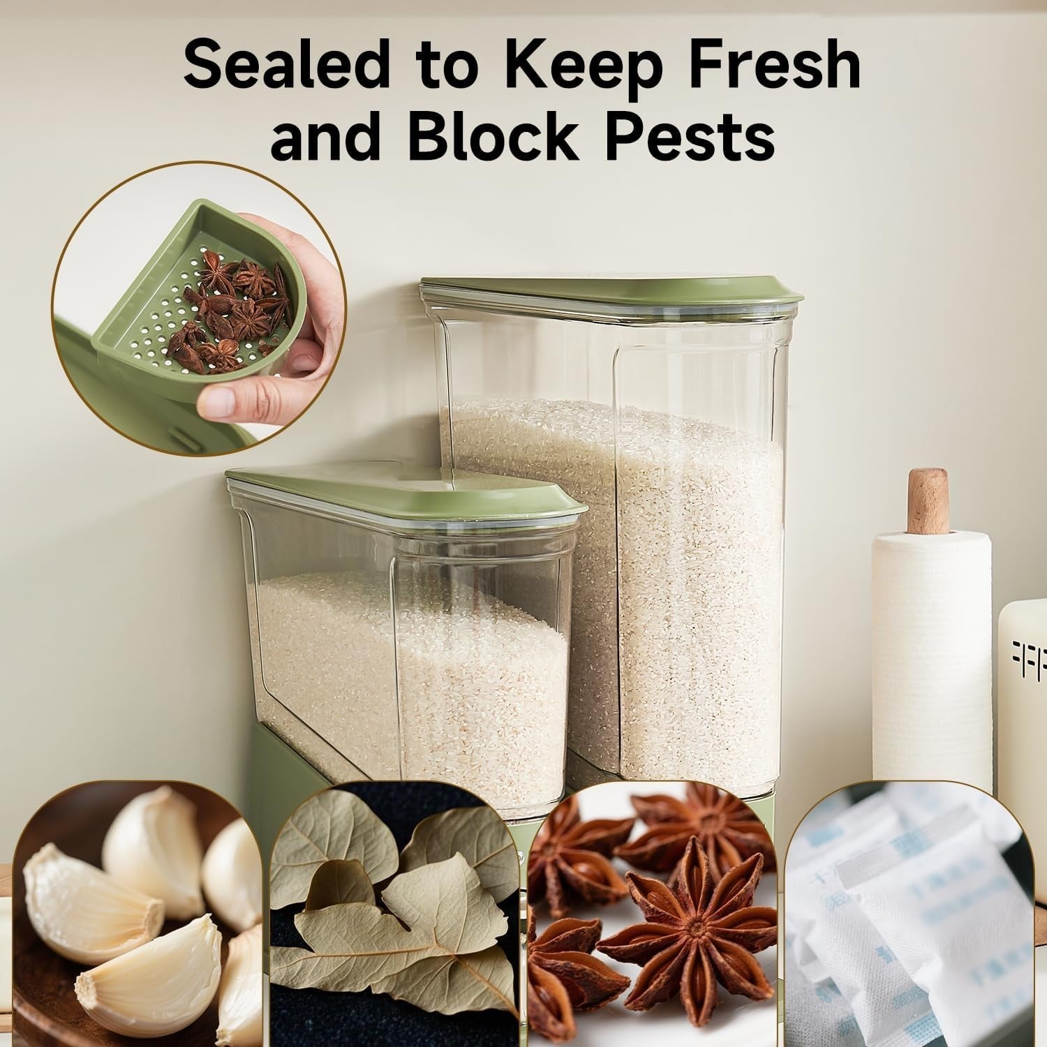 11LBS Slim Rice Dispenser BPA Free Airtight Bin
