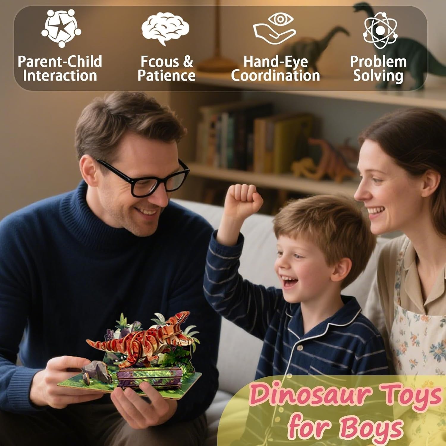 3D Wooden T-Rex Dinosaur Puzzle Kit for Kids - Educational & Handmade