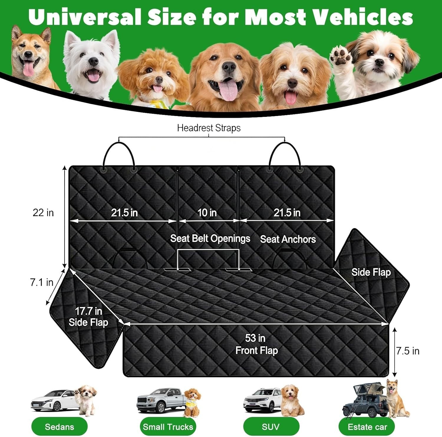 Waterproof Dog Car Seat Cover Hammock Rear Protector Non Slip 136cm