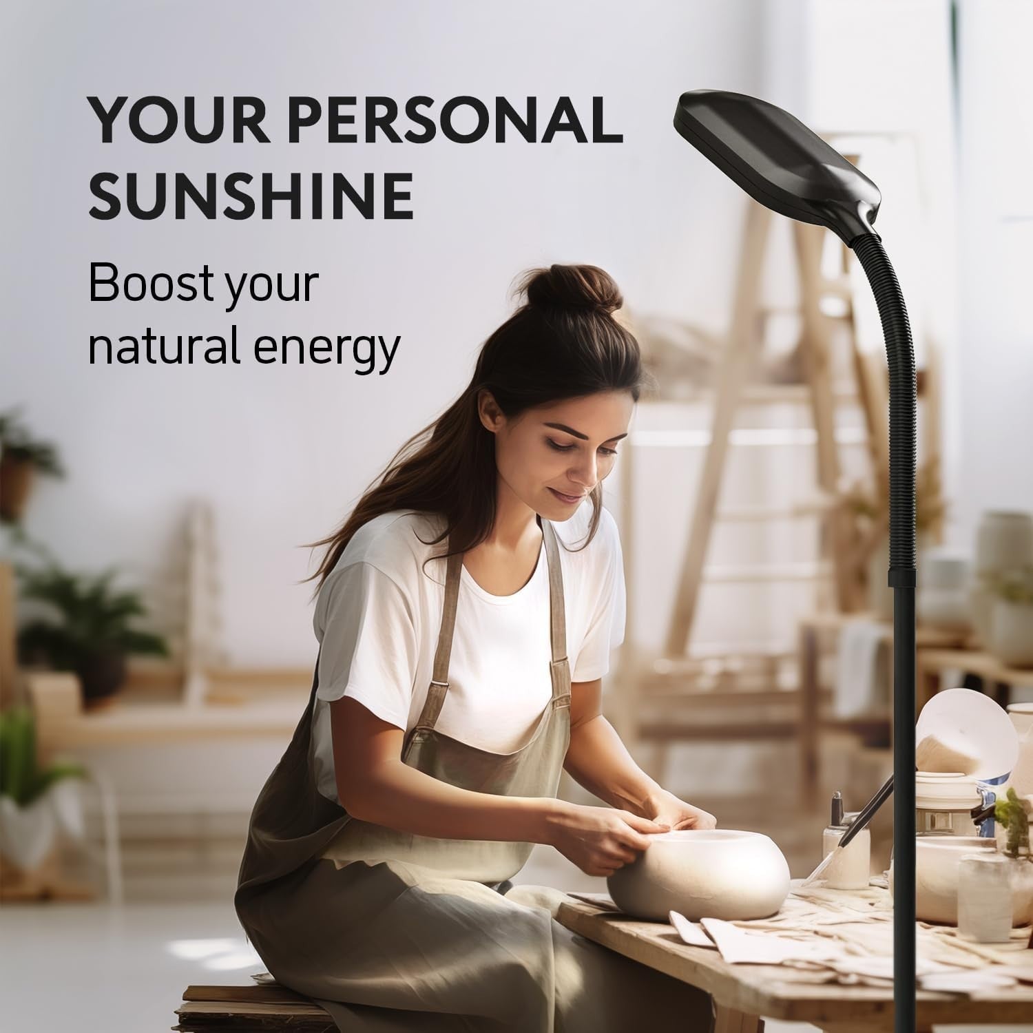 Natural Daylight LED Floor Lamp 12W Adjustable Brightness for Reading