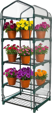 4 Tier Mini Greenhouse with Clear PVC Cover | Heavy Duty Steel Frame | Compact