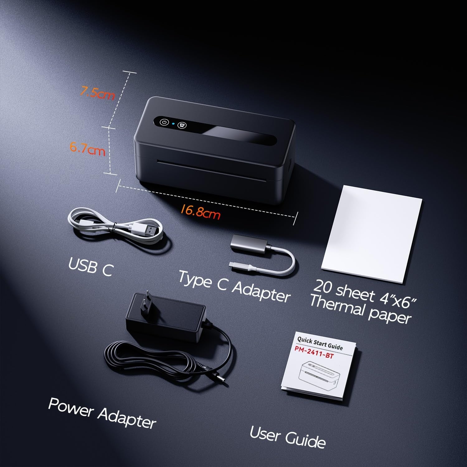4x6 Bluetooth Shipping Label Printer Thermal 241BT USB
